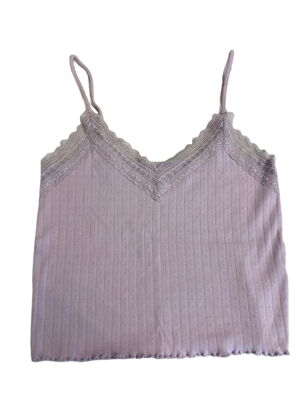 American Eagle Lavender Lace-Trim Ribbed Camisole